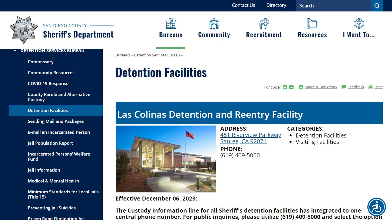 Detention Facilities | San Diego County Sheriff